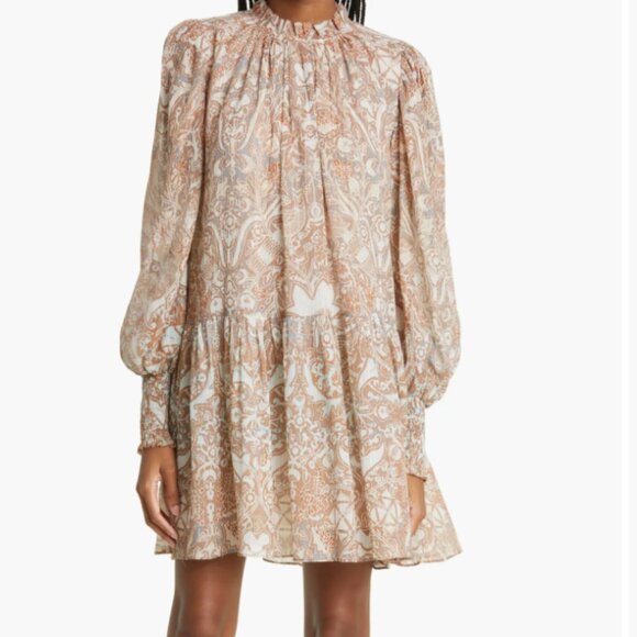 Ulla Johnson Maja Feldspar Paisley Chiffon Minidress Size 6 Long Sleeve EUC - Picture 14 of 16